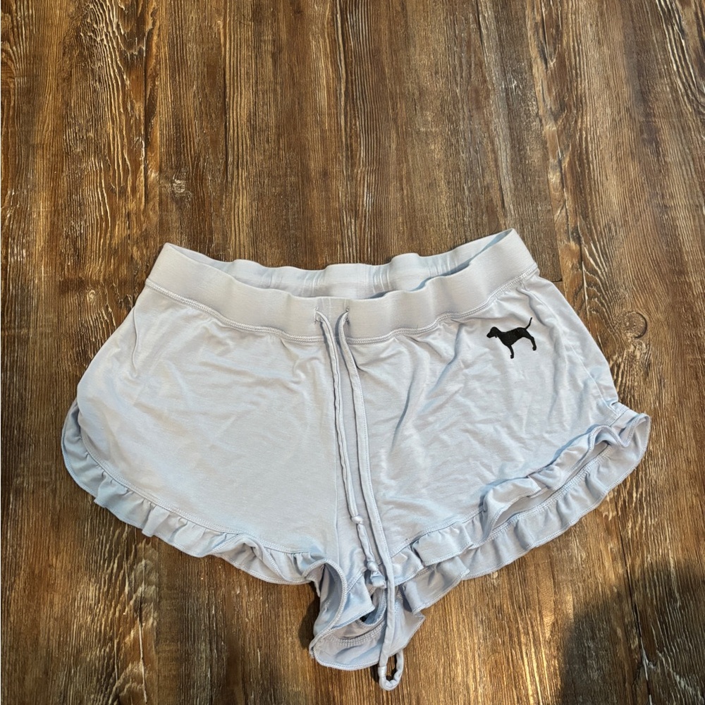 PINK Victoria's Secret Blue Athletic Shorts with Ruffled Hem